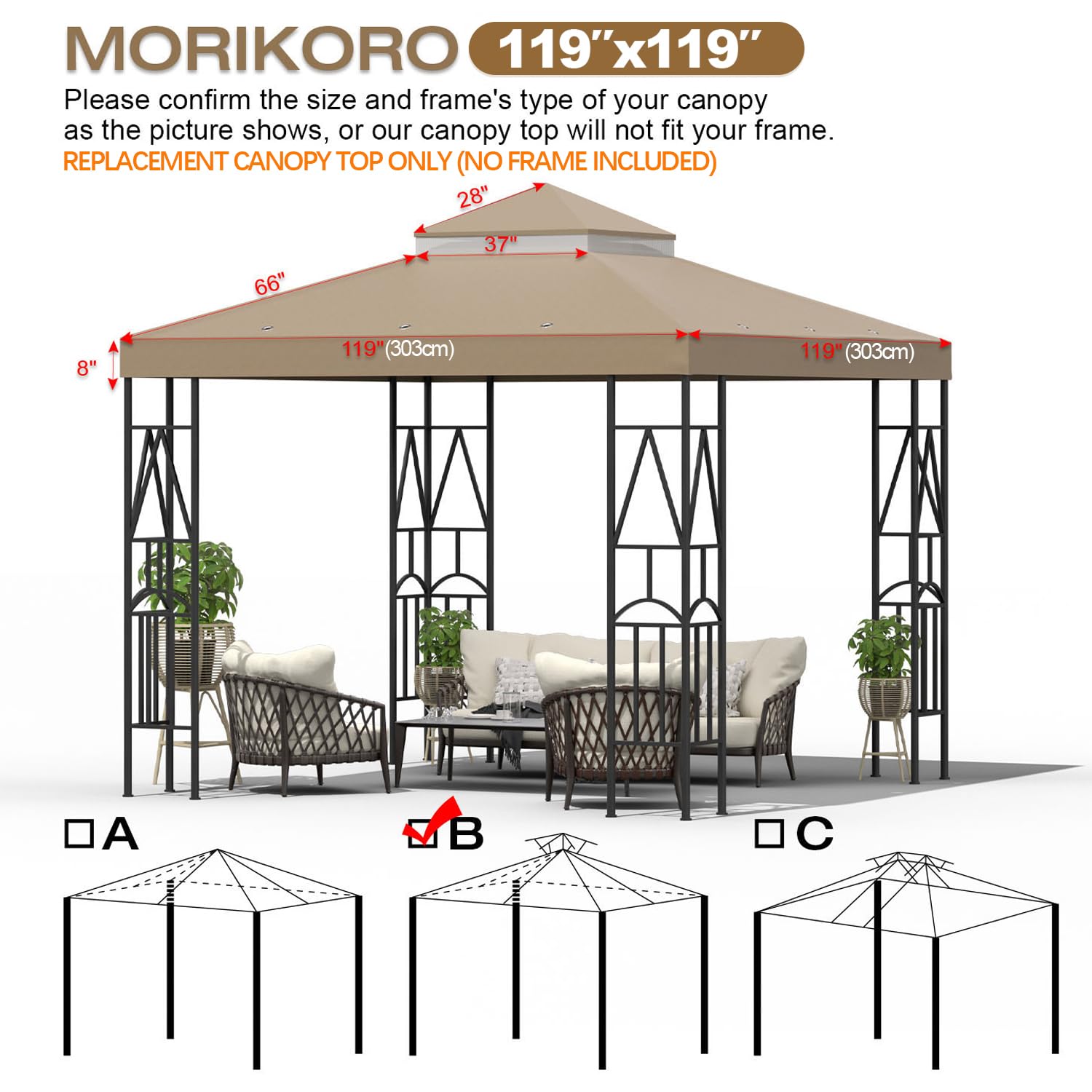 Amazon.com : Morikoro 119''x119'' Canopy Replacement Top